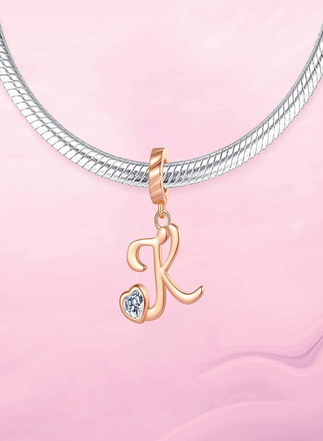 VALGACLS A-Z Letter Charm Rose Gold Letter Charms Letter K Alphabet Dangle Charm Beads for Bracelets and Necklaces - Image 2